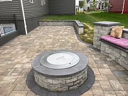 Patio Built-in Seating Wall and retaining wall