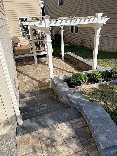 Patio on steep slope