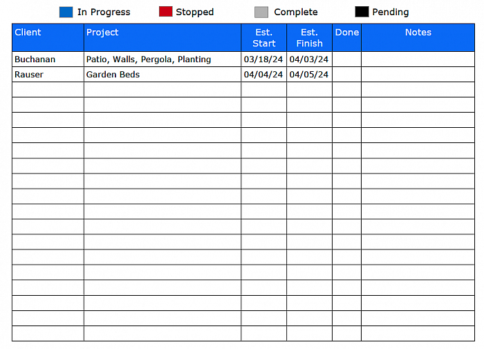 Grasshopper Schedule
